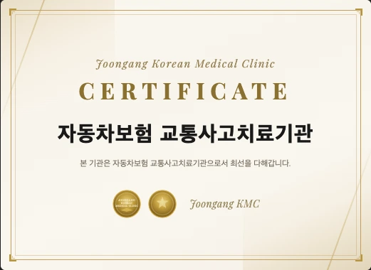 자동차보험 교통사고치료기관 인증서